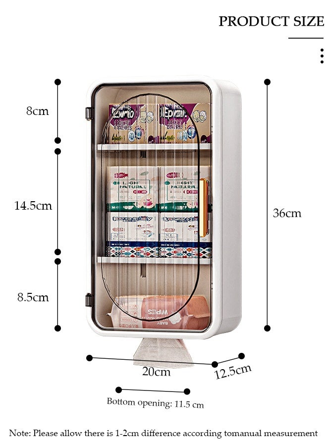DUNISO 3 Tier Bathroom storage Cabinet,Bathroom shelf wall Mounted Storage Cabinet with Clear Doors for Bedroom,Bathroom, Living Room,Kitchen storage Organizer -Single Door - Image 2